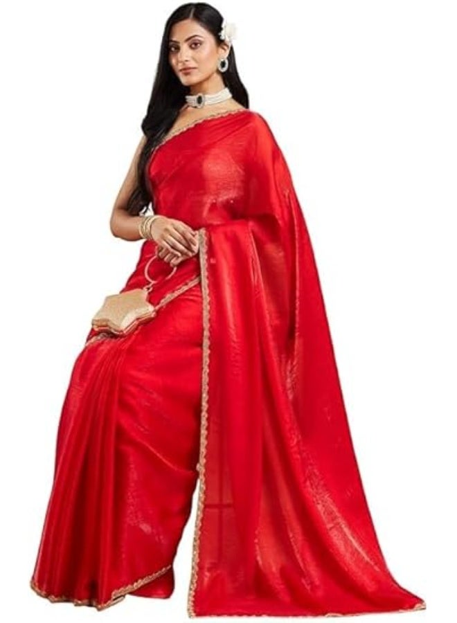 مملكة الإكسسوارات ساري شيفون نسائي ثنائي اللون (مع بلوزة) - Image 1