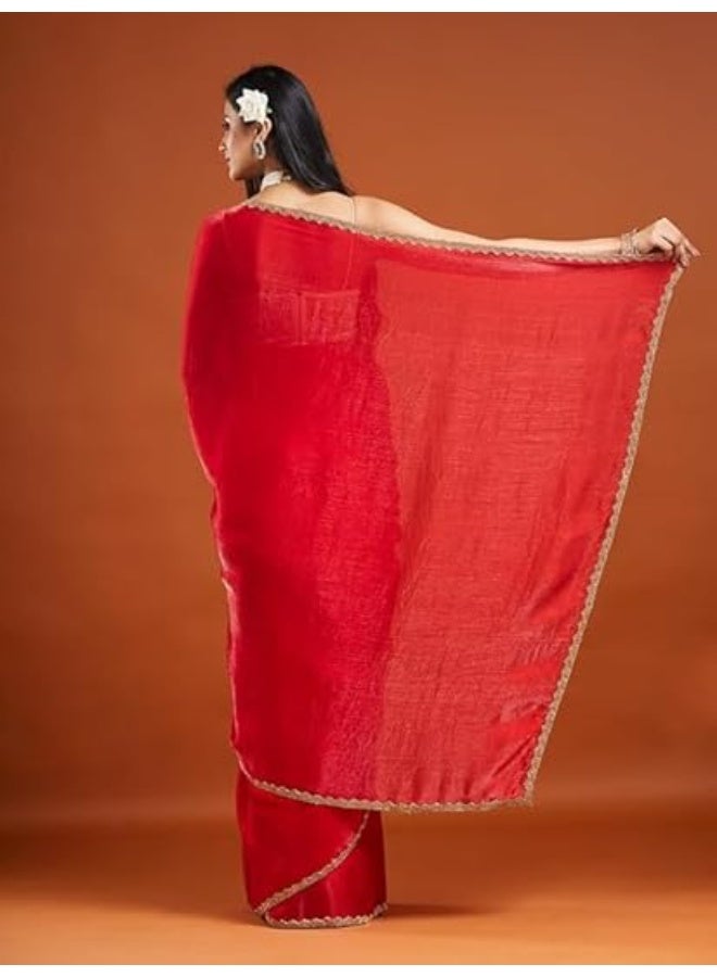 مملكة الإكسسوارات ساري شيفون نسائي ثنائي اللون (مع بلوزة) - Image 2