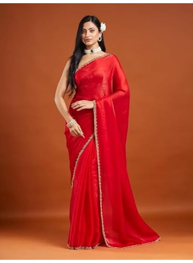 مملكة الإكسسوارات ساري شيفون نسائي ثنائي اللون (مع بلوزة) - Image 4