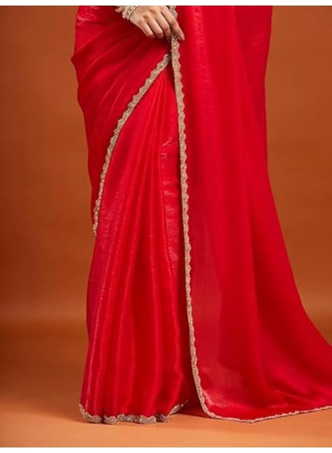 مملكة الإكسسوارات ساري شيفون نسائي ثنائي اللون (مع بلوزة) - Image 5