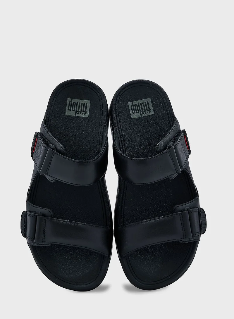 FitFlop black GOGH Mens Leather Comfort Sandals for Men | Best Price UAE