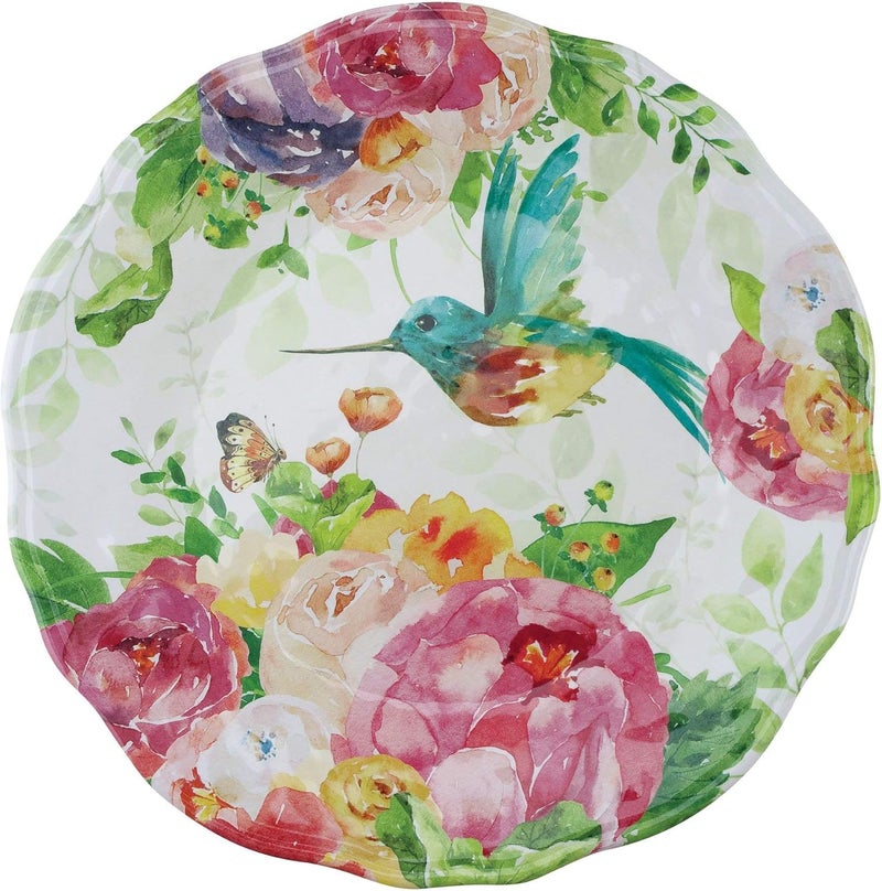 UPware 12 Piece Rose Garden Melamine Dinnerware Sets Outdoor Dishes Set Plates and Bowls Sets Service for 4 Multicolor - Image 4