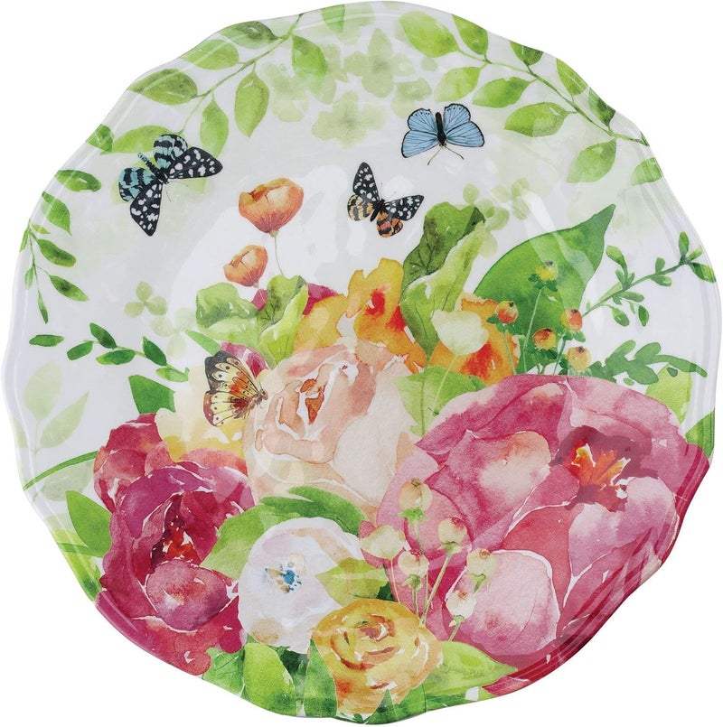 UPware 12 Piece Rose Garden Melamine Dinnerware Sets Outdoor Dishes Set Plates and Bowls Sets Service for 4 Multicolor - Image 5