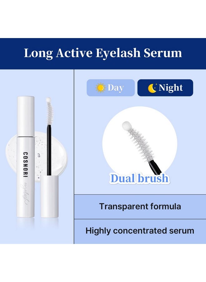 COSNORI - Long Active Eyelash Serum - Korean Eyelash Boost Serum - Eyebrow Growth Enhancer For Longer And Thicker - Vegan, Irritation Free- Peptides, Hyaluronic Acid, 0.3 Fl.Oz. - Image 1