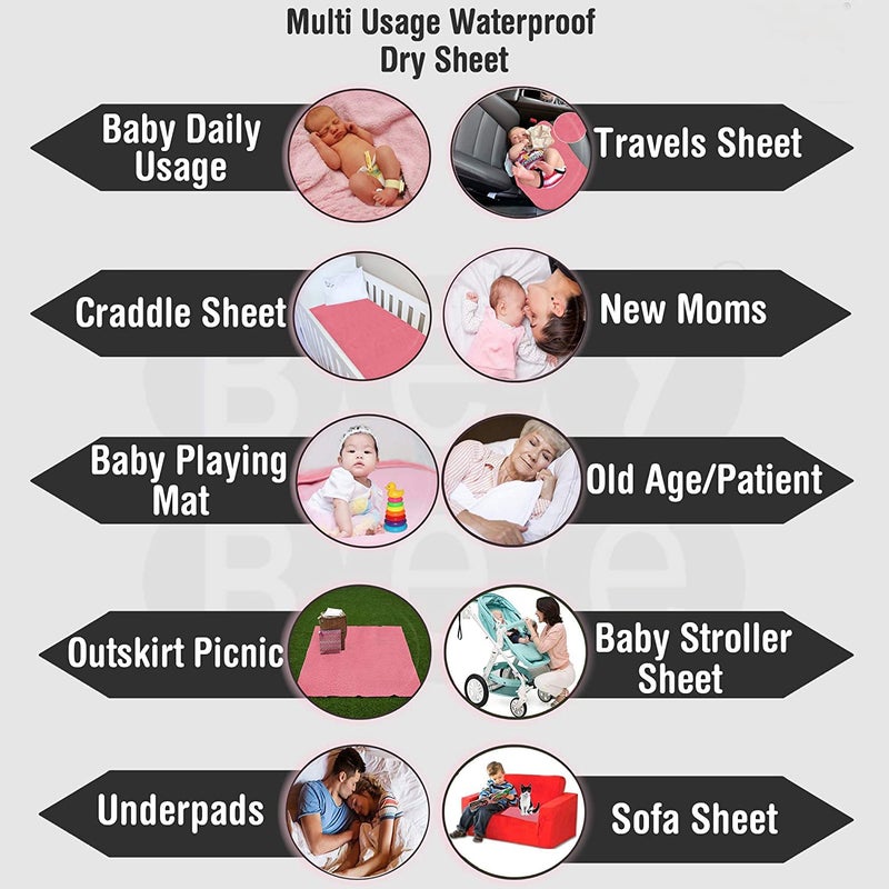 A CUBE LUXURY SOLUTIONS Waterproof Baby Bed Protector Dry Sheet for Newborn Babies Baby Water Resistant Small Size Dry Sheet 50X70CM Pink - Image 3