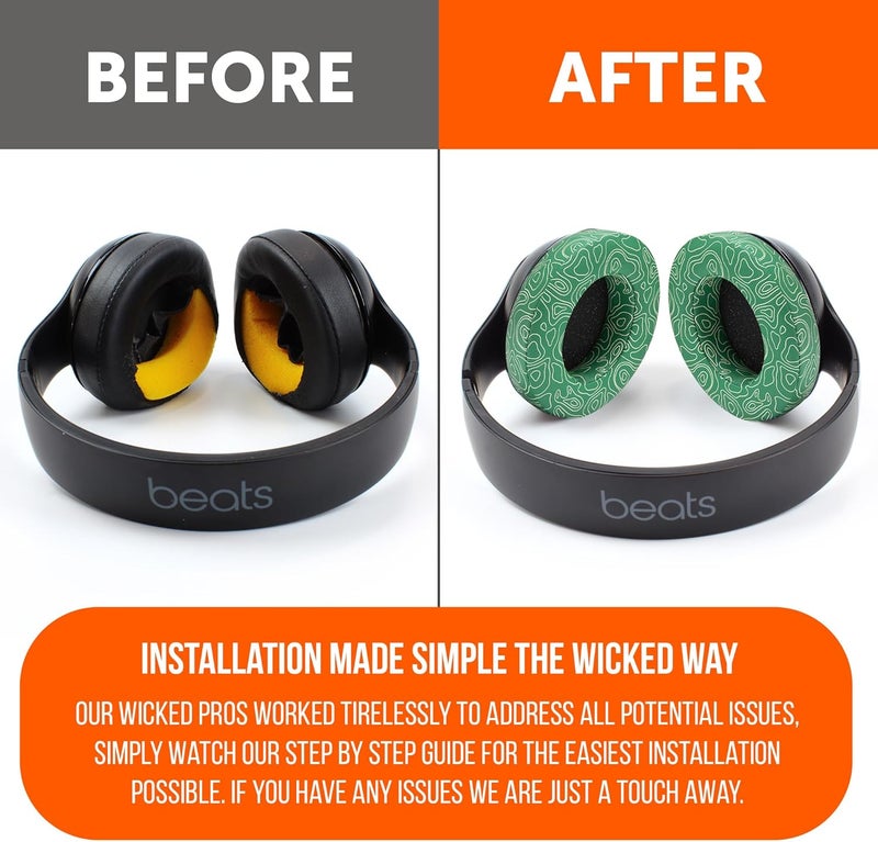 WC Wicked Cushions Replacement Ear Pads for Beats Studio 2 & 3 (B0501, B0500) Wired & Wireless | Does NOT Fit Beats Solo | Softer PU Leather, Enhanced Foam & Stronger Adhesive | Emerald Tide - Image 4