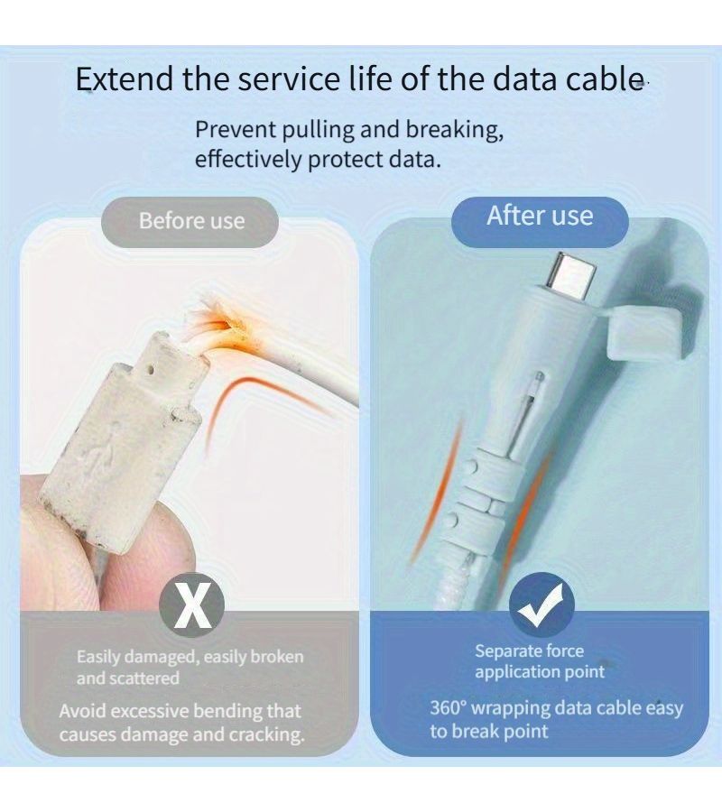 10 قطعة من واقي كابل الشحن بألوان متنوعة، منظم مضاد للكسر لأجهزة USB C وأجهزة الكمبيوتر المحمولة والأجهزة اللوحية والهواتف - Image 5