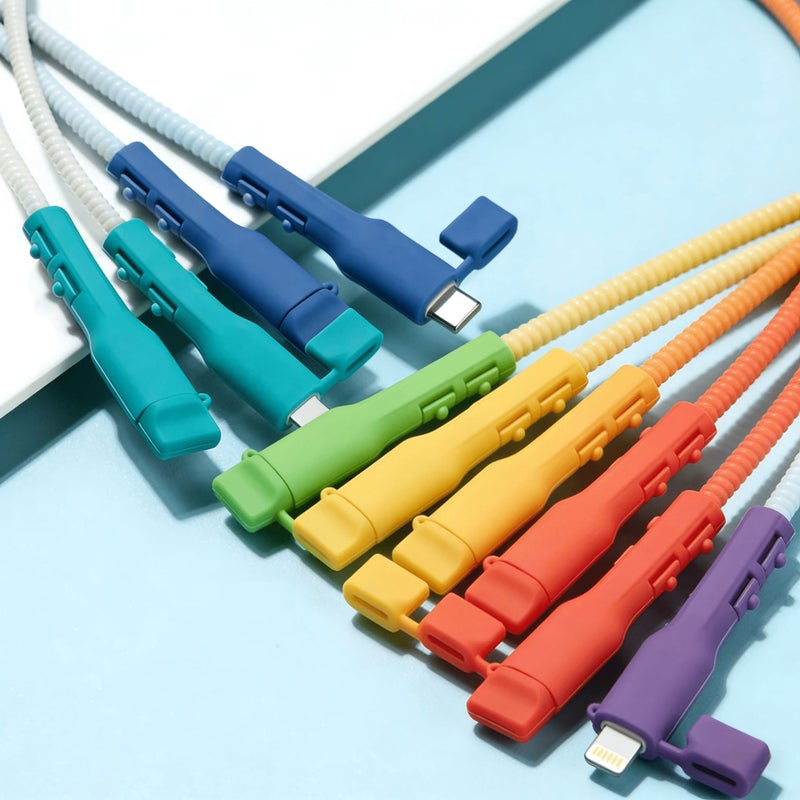10 قطعة من واقي كابل الشحن بألوان متنوعة، منظم مضاد للكسر لأجهزة USB C وأجهزة الكمبيوتر المحمولة والأجهزة اللوحية والهواتف - Image 3