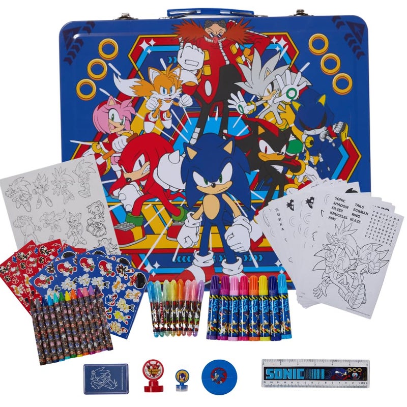 Innovative Designs Sonic The Hedgehog Deluxe Activity Set for Kids with Carrying Tin Coloring Sheets Stickers Art Supplies 200 Pieces - Image 2