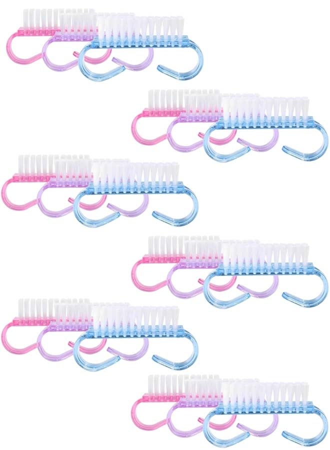 18Pcs Nail Cleaning Brush Set  Small Cleat Shape Manicure Dust Cleaner for Nail Care Includes Pink Purple Blue Brushes for Home and Salon Use - Image 1
