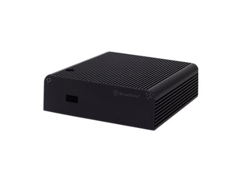 SilverStone حافظة ألومنيوم Silverstone Tek NUC مع غطاء علوي وأنبوب حراري، 1x منفذ HDMI و 1x منفذ Thunderbolt - أسود PT14B-H1T1 - Image 1