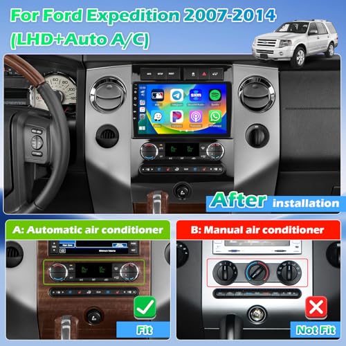 Roinvou 464G Car Radio for Ford Expedition 20072014 Auto AC 9 Touch Screen Bluetooth Radio with Carplay Android Auto 32EQ WiFi GPS Navigation Mirror Link 1280 720 Resolution - Image 3