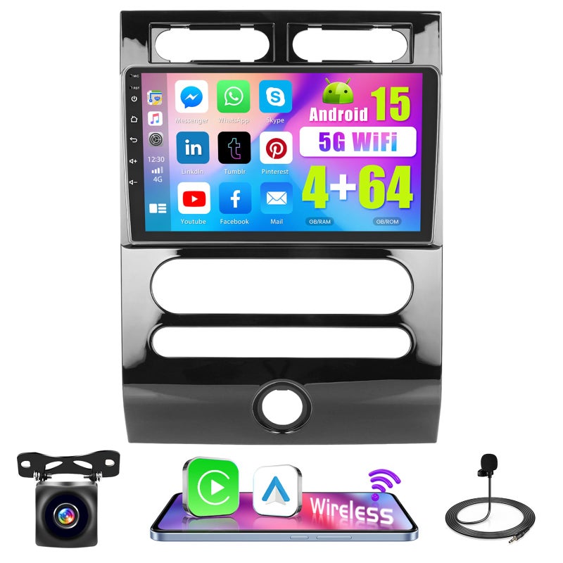 Roinvou 464G Car Radio for Ford Expedition 20072014 Auto AC 9 Touch Screen Bluetooth Radio with Carplay Android Auto 32EQ WiFi GPS Navigation Mirror Link 1280 720 Resolution - Image 2