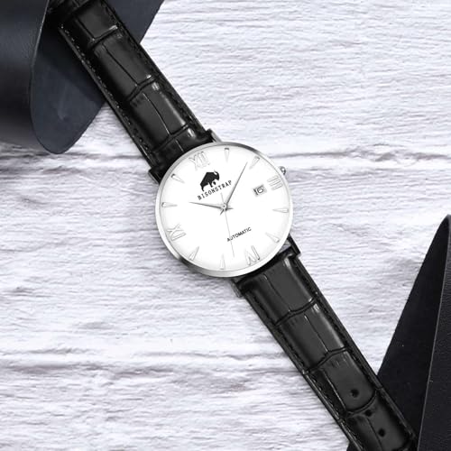 BISONSTRAP Watch Bands 20mm, Alligator Embossed Leather Watch Straps, Black with Black Buckle - Image 2