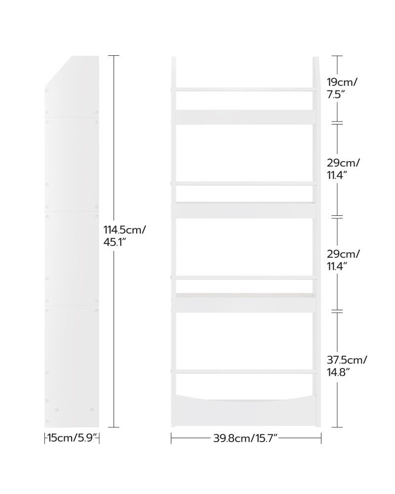 CHOEZON Kids Bookshelf, 15.7 Inch Wall Mounted Bookshelf, 4-Tier Nursery Book Shelves, Book Shelf for Kids Room, Bedroom, Living Room, Playroom, White MCW04WB - Image 4