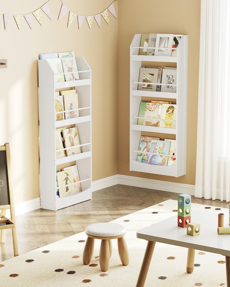 CHOEZON Kids Bookshelf, 15.7 Inch Wall Mounted Bookshelf, 4-Tier Nursery Book Shelves, Book Shelf for Kids Room, Bedroom, Living Room, Playroom, White MCW04WB - Image 2