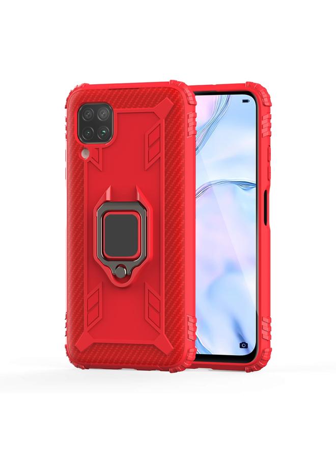Case For Huawei nova 7i Carbon Fiber Protective Case with 360 Degree Rotating Ring Holder