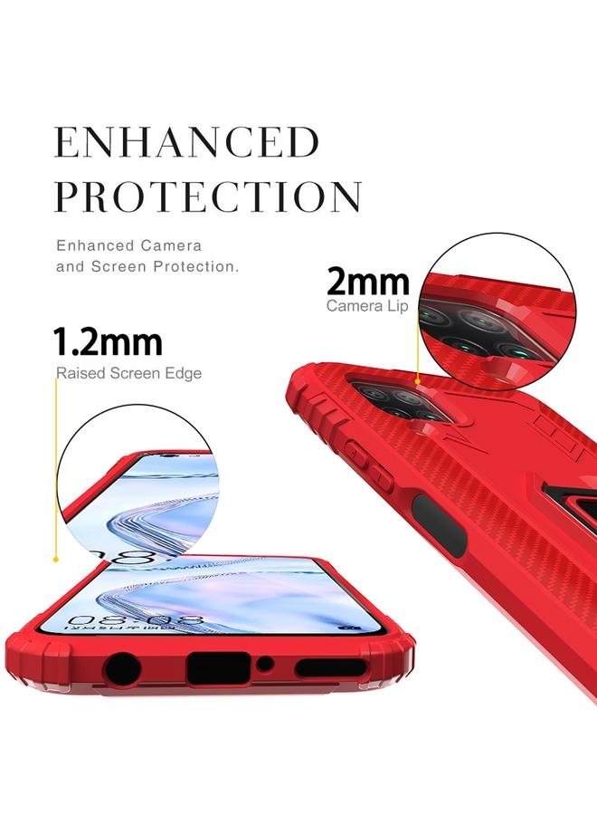 Case For Huawei nova 7i Carbon Fiber Protective Case with 360 Degree Rotating Ring Holder