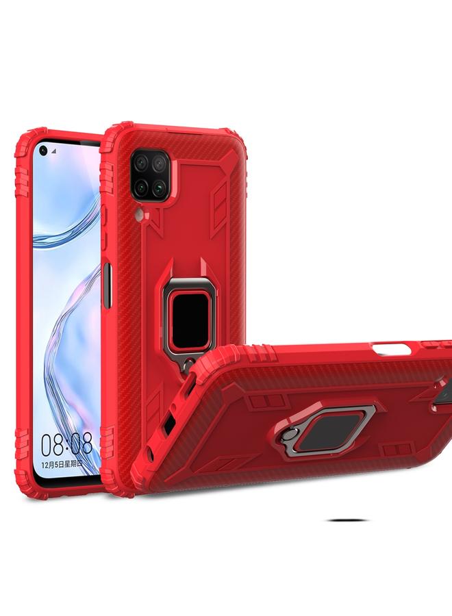 Case For Huawei nova 7i Carbon Fiber Protective Case with 360 Degree Rotating Ring Holder