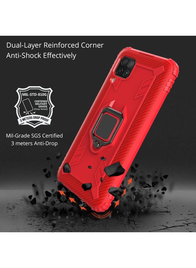 Case For Huawei nova 7i Carbon Fiber Protective Case with 360 Degree Rotating Ring Holder