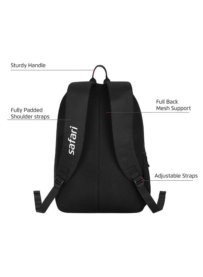 Safari Glint Casual Backpack, 2 Compartments, Bottle Pocket, Front Pocket, Padded Shoulder Straps, 32 Liter School Bag For Boys And Girls, College Bag, Color- Black - Image 2
