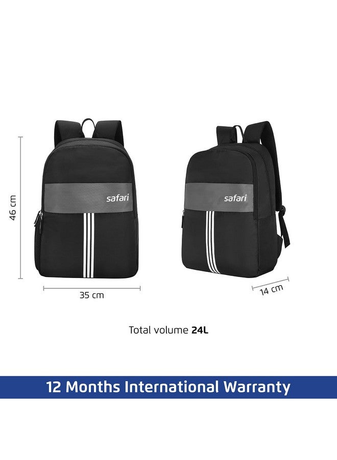 Safari Glint Casual Backpack, 2 Compartments, Bottle Pocket, Front Pocket, Padded Shoulder Straps, 32 Liter School Bag For Boys And Girls, College Bag, Color- Black - Image 3