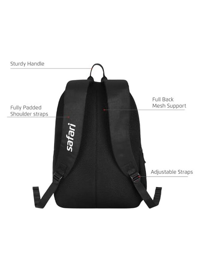 Safari Glint Casual Backpack, 2 Compartments, Bottle Pocket, Front Pocket, Padded Shoulder Straps, 32 Liter School Bag For Boys And Girls, College Bag, Color- Black - Image 5