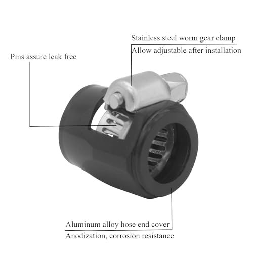 YSIL 8AN Hose Finisher Clamp with Screw Band Flexible Hose Pipe Hex Clamps for 1/2 Fuel Line Hose Aluminum Black 5PCS - Image 3