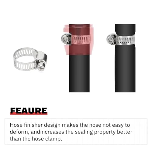 YSIL 8AN Hose Finisher Clamp with Screw Band Flexible Hose Pipe Hex Clamps for 1/2 Fuel Line Hose Aluminum Black 5PCS - Image 4
