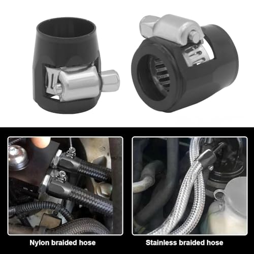 YSIL 8AN Hose Finisher Clamp with Screw Band Flexible Hose Pipe Hex Clamps for 1/2 Fuel Line Hose Aluminum Black 5PCS - Image 5