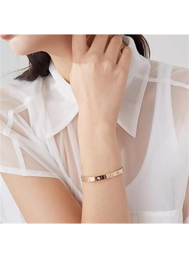 سوار الحب والصداقة مع أحجار الزركونيا المكعبة من الفولاذ المقاوم للصدأ مع سوار كريستال هدية عيد ميلاد للنساء - Image 2