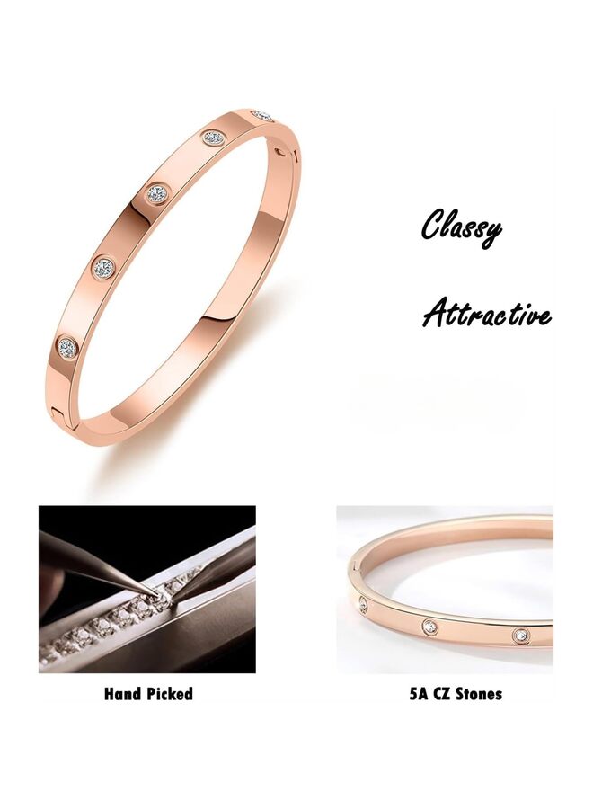 سوار الحب والصداقة مع أحجار الزركونيا المكعبة من الفولاذ المقاوم للصدأ مع سوار كريستال هدية عيد ميلاد للنساء - Image 1