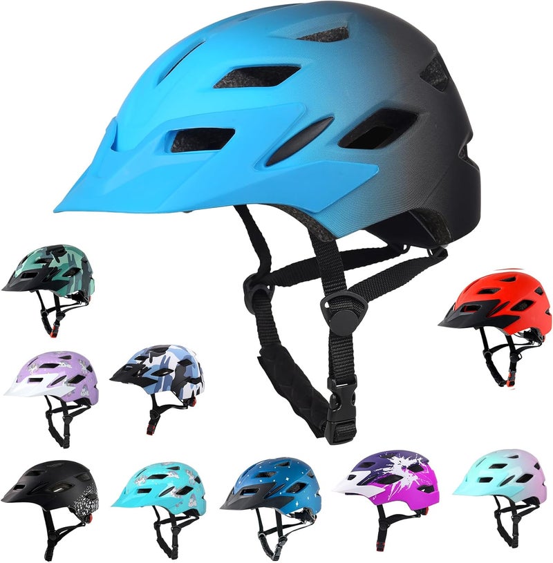 Bavilk Kids Bike Helmet, Kids Boys Girls Bike Helmets with LED Light Detachable Visor Children Youth Teen Multi-Sport for Skating Cycling Scooter Skateboard Adjustable & Lightweight 19.7"-22.4" - Image 1