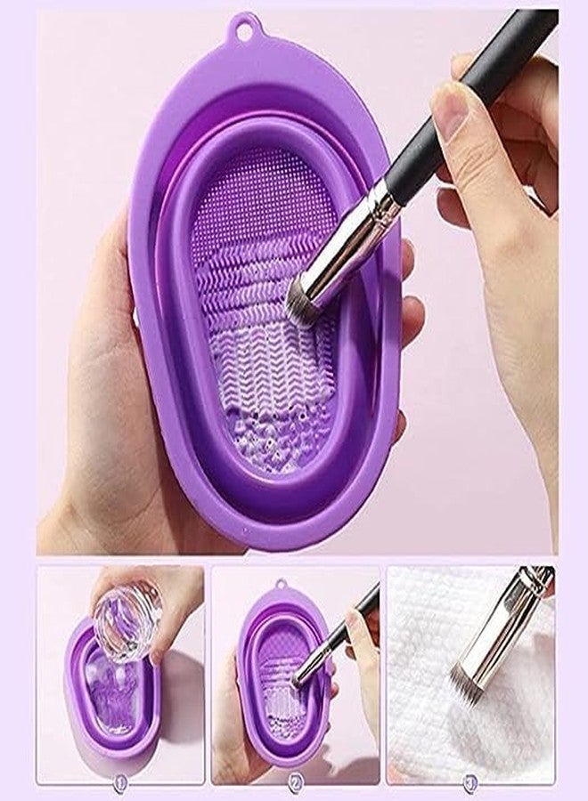 BANIRA Makeup Brush Cleaning Mat, Soft,Folduble Silicone Cosmetic Cleaner Pad or Bowl, Portable Washing Tool Scrubber with 4 Textures (1ps/Multicolour) (Pack Of 1) - Image 2