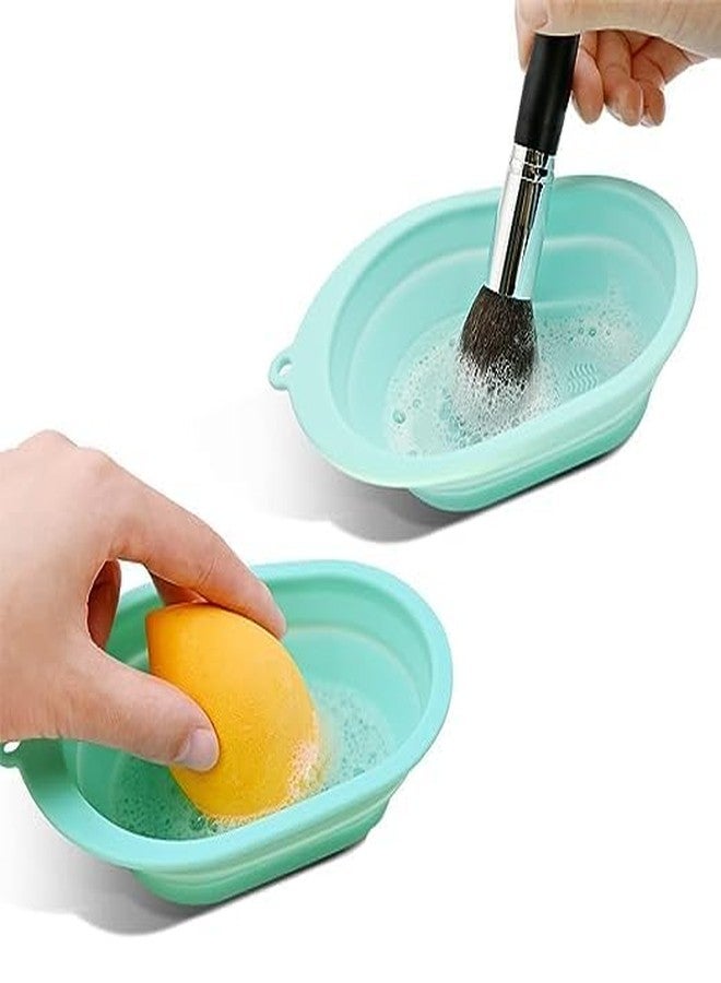 BANIRA Makeup Brush Cleaning Mat, Soft,Folduble Silicone Cosmetic Cleaner Pad or Bowl, Portable Washing Tool Scrubber with 4 Textures (1ps/Multicolour) (Pack Of 1) - Image 1