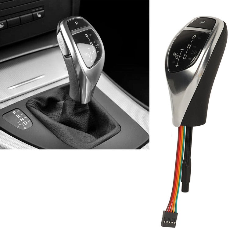 Automatic Gear Shift Knob: Electroplated Silver Enhanced Visibility LED Gear Indicator - Unique Design Car Shifter Head for 3 Series E46, 5 Series E60 E61 Left Hand Drive Vehicles - Image 1