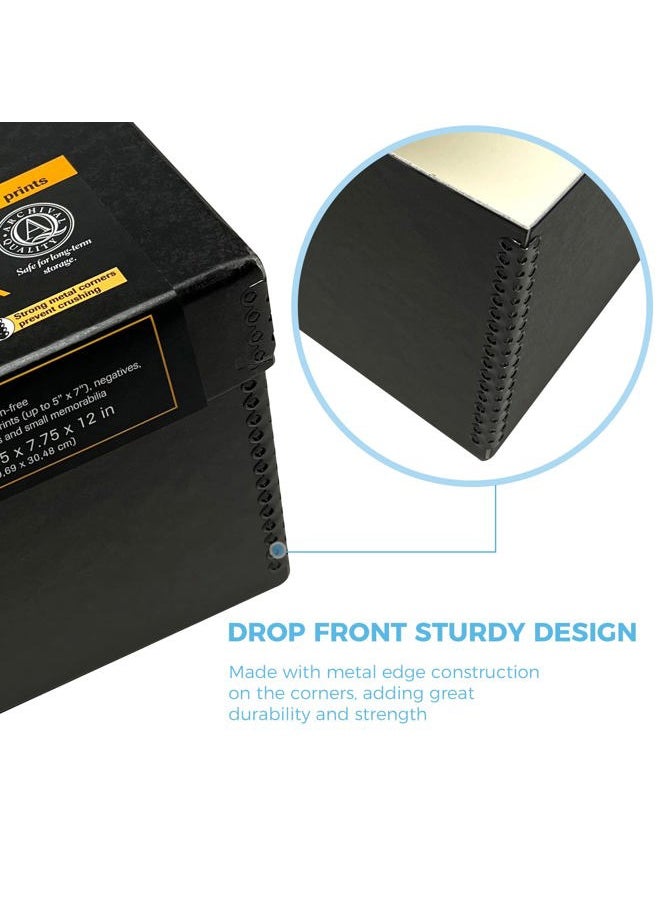 Lineco Archival Photo Storage Box, Holds up to 1100 of 5x7 Pictures, 4x6 Photograph Container with Removable Lid. Preserve Snapshot, Negatives, Prints, Films, Card, 5"x7"x12", Black  - Image 4