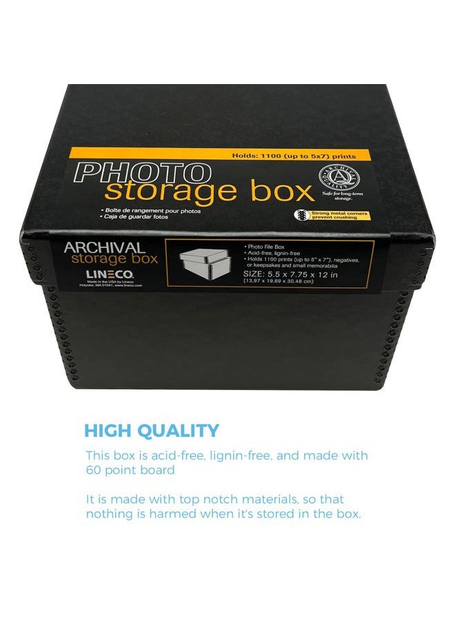 Lineco Archival Photo Storage Box, Holds up to 1100 of 5x7 Pictures, 4x6 Photograph Container with Removable Lid. Preserve Snapshot, Negatives, Prints, Films, Card, 5"x7"x12", Black  - Image 5