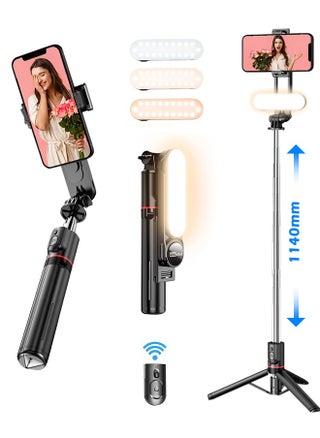 44.88 Inches Selfie Stick Tripod for phone, All-in-1 Phone Tripod Stand with Rechargeable Bluetooth Remote,Removable fill light,Compatible with iPhone and Android Smartphones,Lightweight Tripod for - pzsku/ZF1F3AD9B32B5A55A0424Z/45/1744665736/8802fdf4-7861-4263-8673-06ebc820e3ea