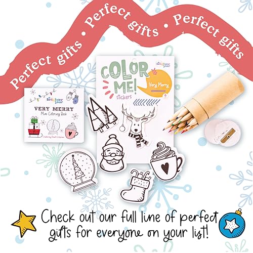 A Brighter Year The Original Adult Mini Coloring Book - Advent Calendar Edition w/Wooden Display Block & Colored Pencils - 3” x 3” Pocket Size, 24 Pages, Lay Flat Binding, Thick Paper - Gift & Travel - Image 3