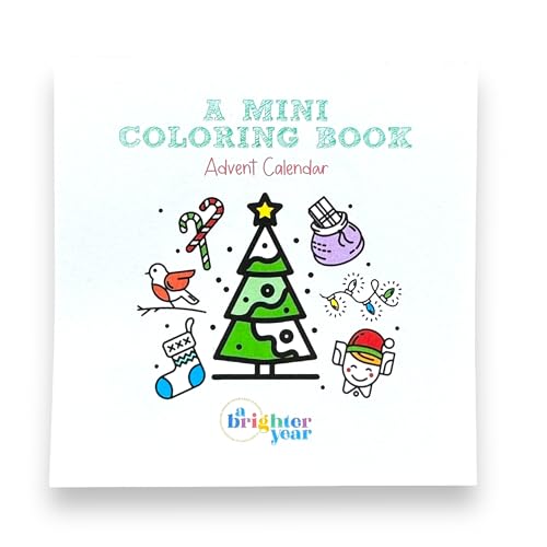 A Brighter Year The Original Adult Mini Coloring Book - Advent Calendar Edition w/Wooden Display Block & Colored Pencils - 3” x 3” Pocket Size, 24 Pages, Lay Flat Binding, Thick Paper - Gift & Travel - Image 4