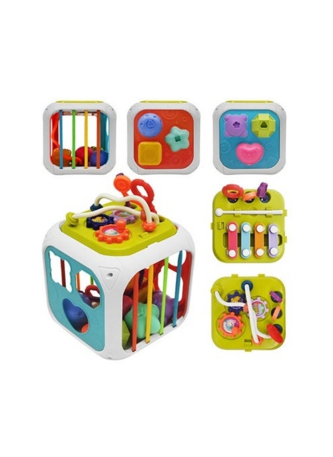 MIXDE Activity Cube for Baby Montessori Toys Sensory Pull String Shape Sorter Toys  - Image 1