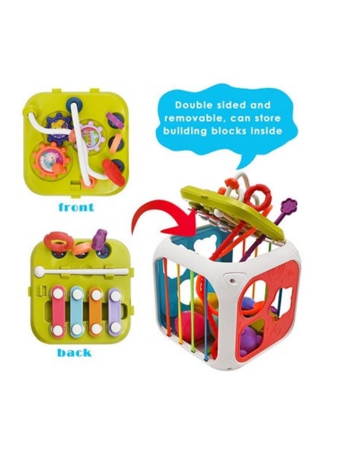 MIXDE Activity Cube for Baby Montessori Toys Sensory Pull String Shape Sorter Toys  - Image 2