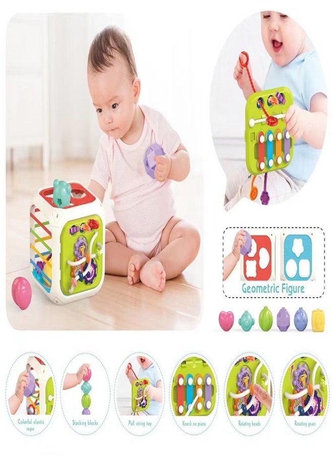 MIXDE Activity Cube for Baby Montessori Toys Sensory Pull String Shape Sorter Toys  - Image 4