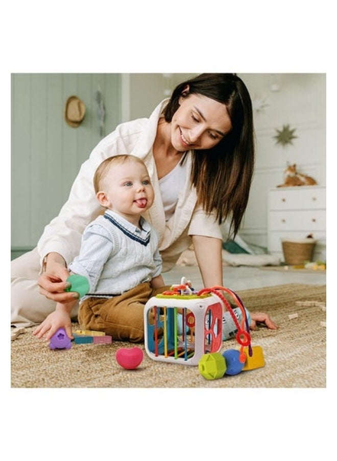 MIXDE Activity Cube for Baby Montessori Toys Sensory Pull String Shape Sorter Toys  - Image 5