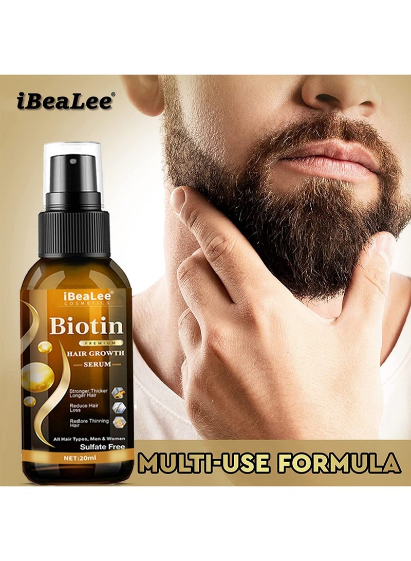 Biotin Premium Hair Growth Serum, Anti-Hair Loss Hair Treatment Spray, Hair Regrowth Serum for Hair and Beard, Preventing Gray Hair, Designed to Revitalize Hair for Women & Men, 20 ml