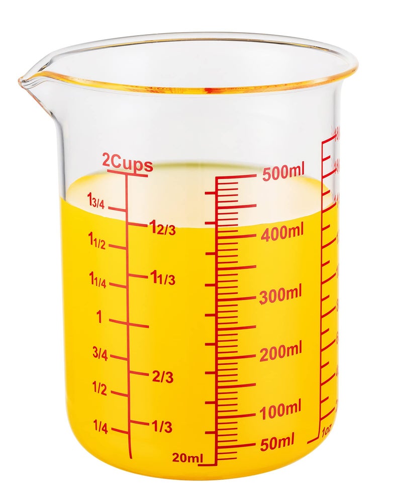 Ackers BORO3.3 High Borosilicate Glass Measuring Cup-V-Shaped Spout Glass Measuring Beaker For Kitchen Or Restaurant  Easy To Read  500 Ml (16 Oz  2 Cup) - Image 2