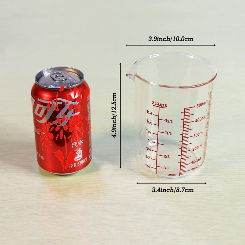 Ackers BORO3.3 High Borosilicate Glass Measuring Cup-V-Shaped Spout Glass Measuring Beaker For Kitchen Or Restaurant  Easy To Read  500 Ml (16 Oz  2 Cup) - Image 3