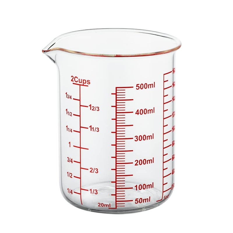 Ackers BORO3.3 High Borosilicate Glass Measuring Cup-V-Shaped Spout Glass Measuring Beaker For Kitchen Or Restaurant  Easy To Read  500 Ml (16 Oz  2 Cup) - Image 1