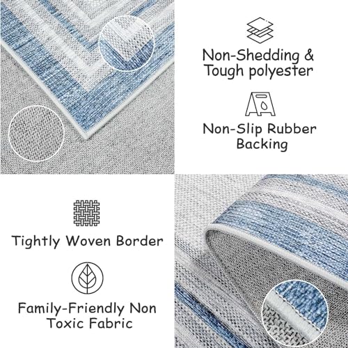Beeiva Blue Kitchen Runner Rug, 2x5, Non Slip, Machine Washable, Non Shedding, Ideal for High-Traffic Areas - Image 4